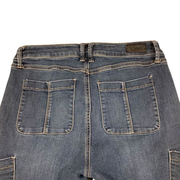 Natural Reflections Womens Utility Cargo Crop Light Wash Denim Jeans 4 Casual - Picture 7 of 8